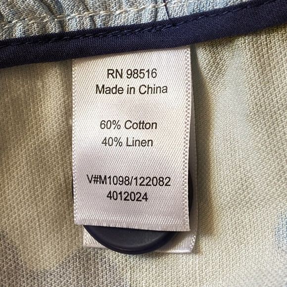 Coldwater Creek Cotton/Linen Blue Multi Abstract Floral Ruffle Neck Jacket Sz 12 - Picture 5 of 11